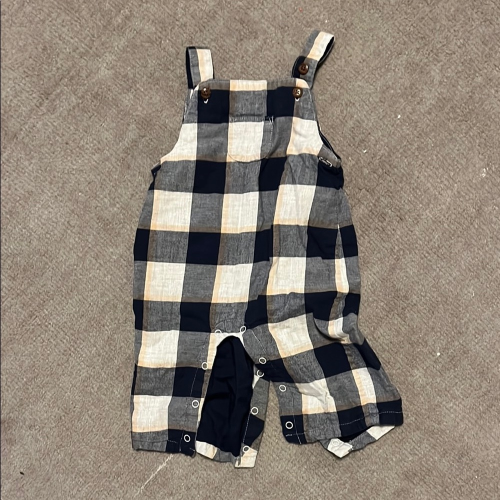 Navy Plaid janie & Jack Overalls. 3-6M
